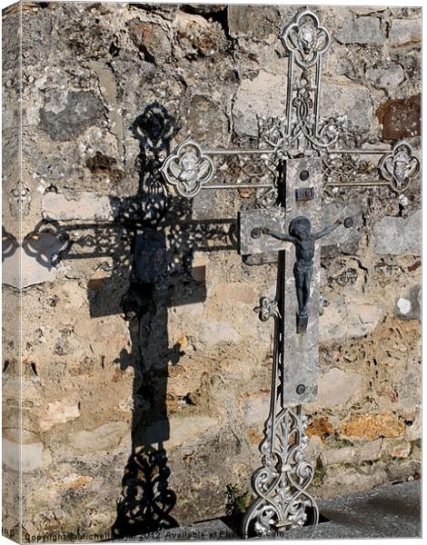 Shadow cast by Graveyard Cross Canvas Print by Michelle Orai