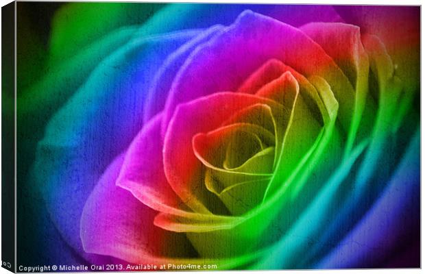 Rainbow Rose Canvas Print by Michelle Orai