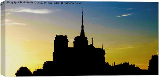 Notre Dame Silhouette Canvas Print by Michelle Orai