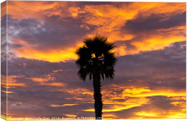 Palm Tree sunset Canvas Print by Michelle Orai