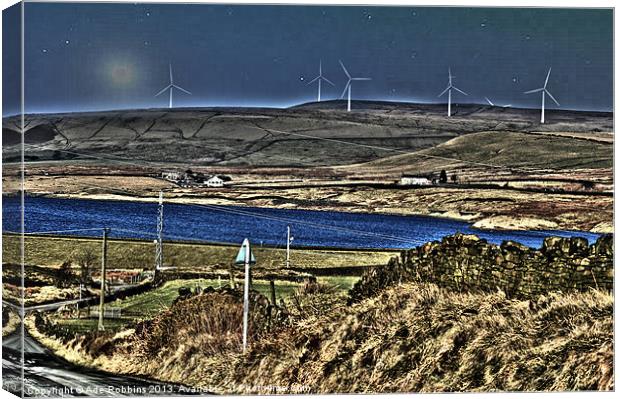 Across to the Windfarm Canvas Print by Ade Robbins