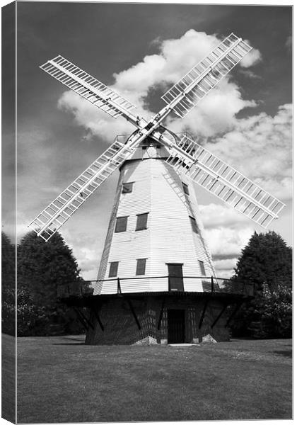 Upminster Windmill Mono Canvas Print by Philip Dunk
