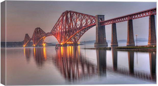 Forth Rail Bridge at sunset Canvas Print by Claire McQueen