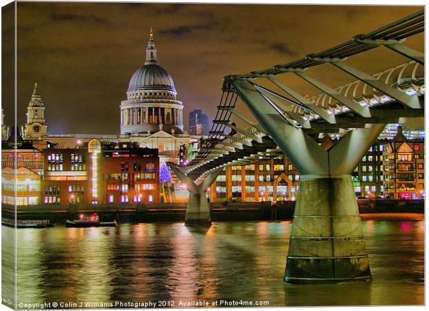 St Pauls Catherderal and  Millennium Footbridge Canvas Print by Colin Williams Photography