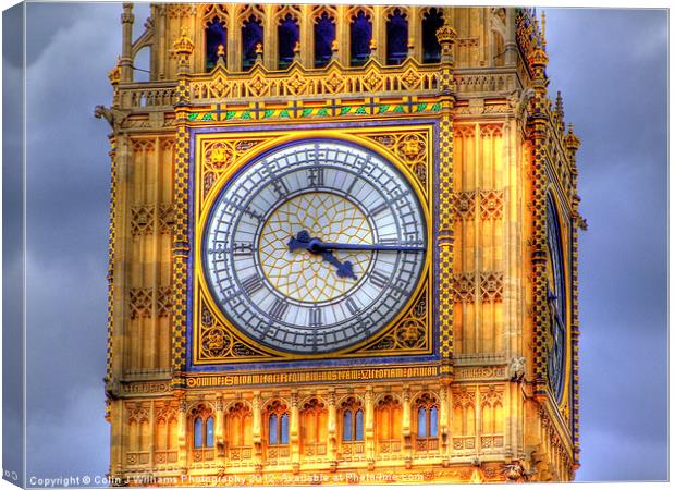 The Face Of Big Ben Canvas Print by Colin Williams Photography