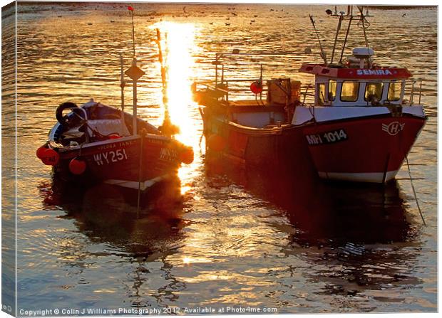 Fishing Boats At Staithes Canvas Print by Colin Williams Photography