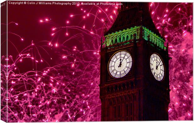 New Years Eve Fireworks London 2010 Canvas Print by Colin Williams Photography