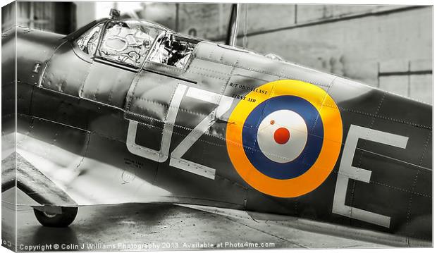 Sunlight On Spitfire - BW Canvas Print by Colin Williams Photography