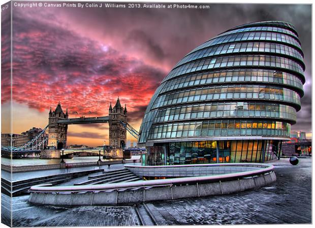 London Skyline - City Hall and Tower Bridge Canvas Print by Colin Williams Photography