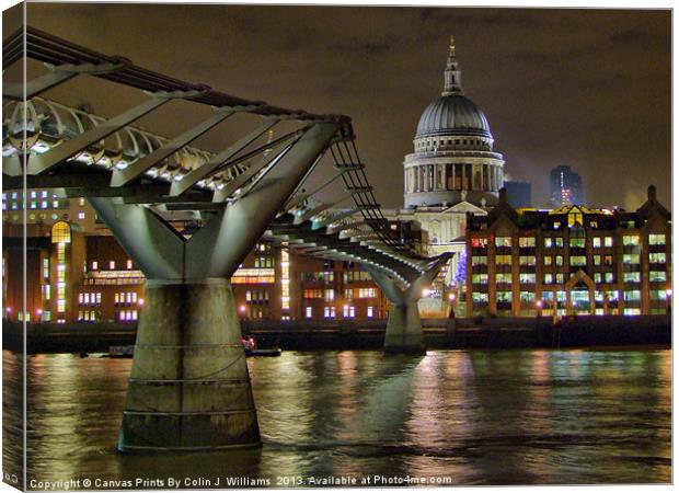 St Pauls Catherderal And Millenium Footbridge Canvas Print by Colin Williams Photography