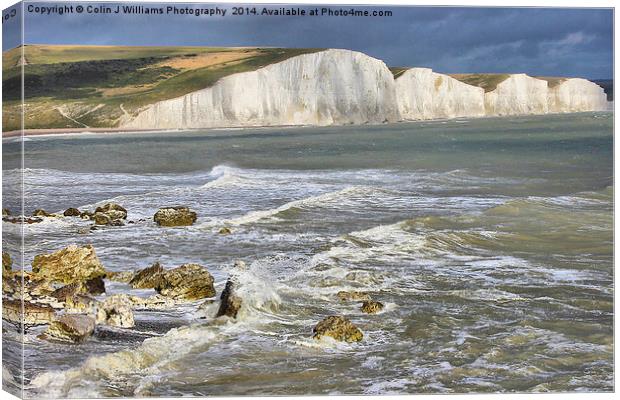  Breaking Waves - The Seven Sisters Canvas Print by Colin Williams Photography