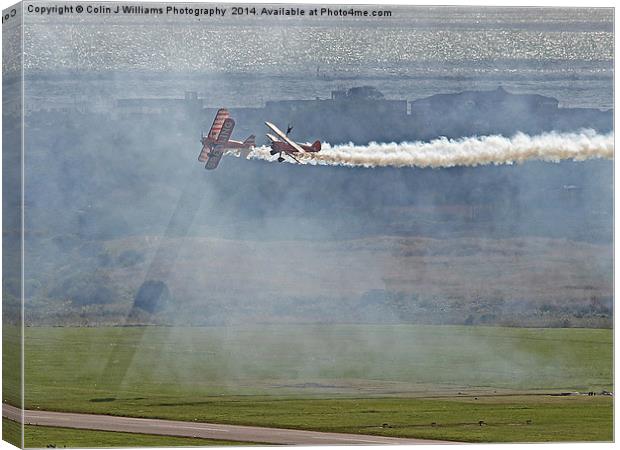  Through The Smoke - Wingwalkers - Shoreham 2014 Canvas Print by Colin Williams Photography