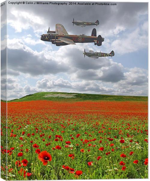  Spitfires And A Lancaster  Canvas Print by Colin Williams Photography