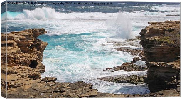  Rocks And Breaking Waves Canvas Print by Colin Williams Photography
