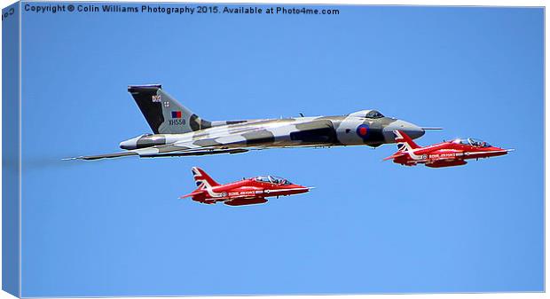  Final Vulcan flight with the red arrows 1 Canvas Print by Colin Williams Photography