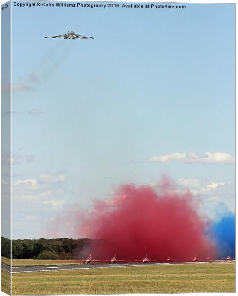   Final Vulcan flight with the red arrows 10 Canvas Print by Colin Williams Photography