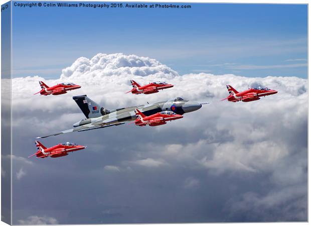    Final Vulcan flight with the red arrows 3 Canvas Print by Colin Williams Photography