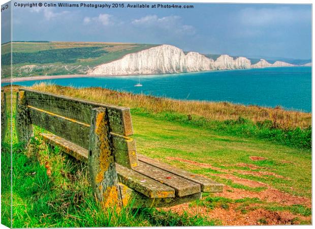  Bench and Seven Sisters Canvas Print by Colin Williams Photography
