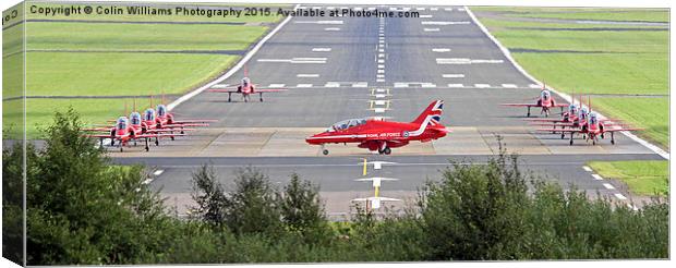   Red Arrows Landing At Farnborough 2015  Canvas Print by Colin Williams Photography