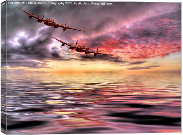 Out Of The Sunset - The 2 Lancasters 3 Canvas Print by Colin Williams Photography