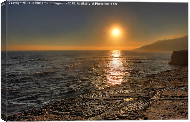  Sunset From the Cobb Lyme Regis Canvas Print by Colin Williams Photography