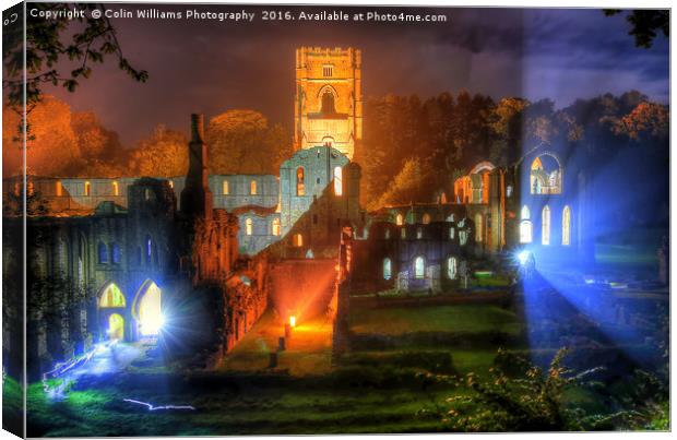 Fountains Abbey Yorkshire Floodlit - 2 Canvas Print by Colin Williams Photography