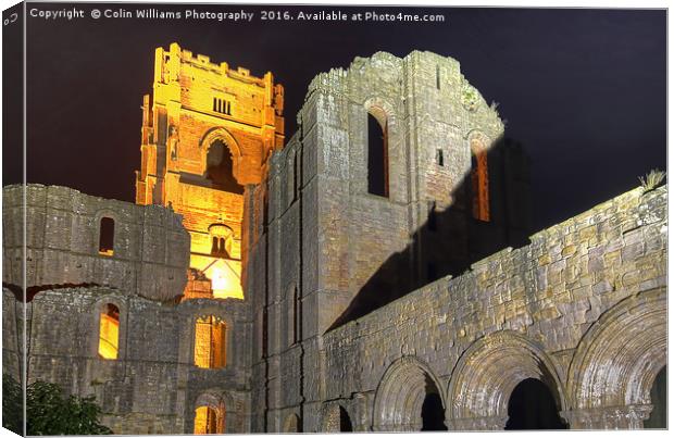 Fountains Abbey Yorkshire Floodlit - 4 Canvas Print by Colin Williams Photography