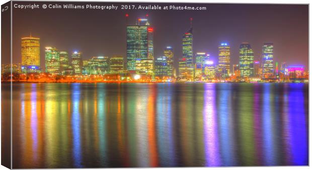 The City Of Perth WA At Night - 3 Canvas Print by Colin Williams Photography