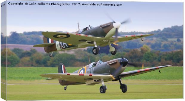 Spitfire Scamble Duxford Canvas Print by Colin Williams Photography