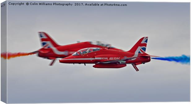 The Red Arrows Synchro Pair At Blackpool Airshow Canvas Print by Colin Williams Photography