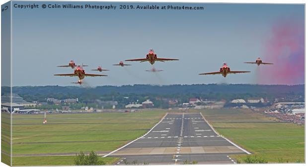 The Red Arrows Take Off - Farnborough Airshow 2014 Canvas Print by Colin Williams Photography