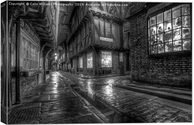 The Shambles At Night 2 BW Canvas Print by Colin Williams Photography