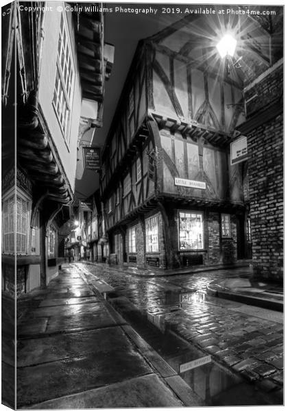 The Shambles At Night 5 BW Canvas Print by Colin Williams Photography