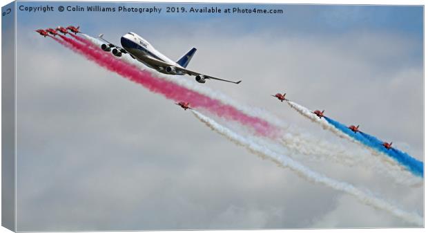 BOAC  747 with The Red Arrows Flypast - 1 Canvas Print by Colin Williams Photography
