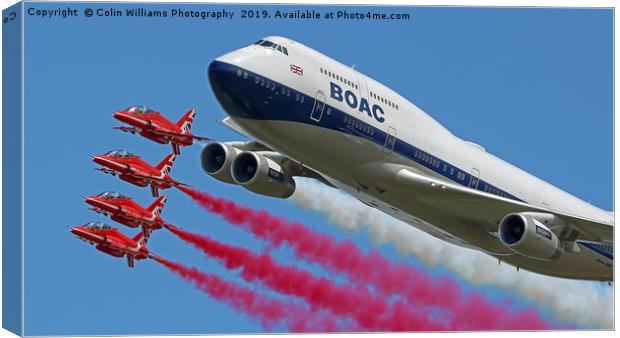 BOAC  747 with The Red Arrows Flypast - 4 Canvas Print by Colin Williams Photography