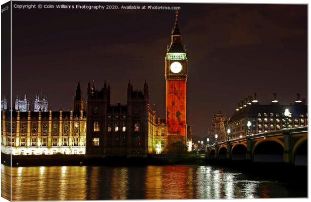 Big Ben with  Falling Poppies Canvas Print by Colin Williams Photography