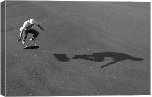 Kickflip Shadow Skateboarding Canvas Print by Nathan Gathercole