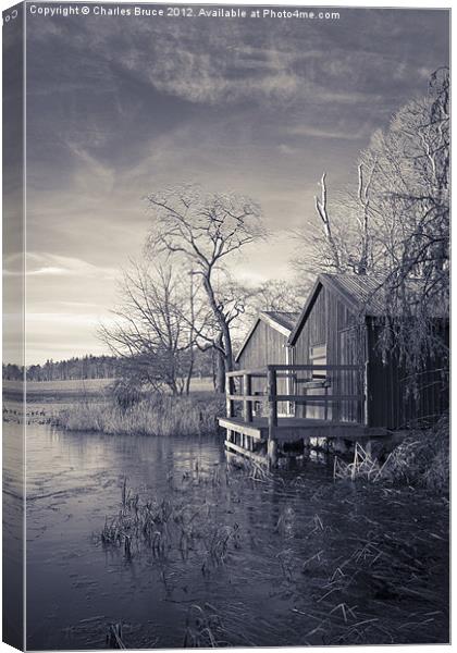 Pitfour Boathouse Canvas Print by Charles Bruce