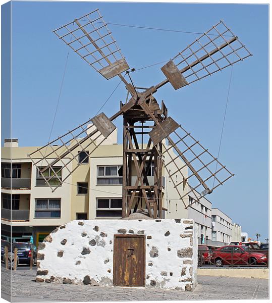Windmill in Coralejo Fuerteventura Canvas Print by Tony Murtagh