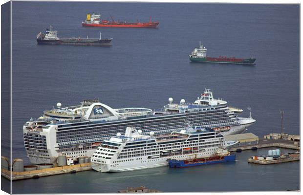 Cruise Ships at Gibraltar Canvas Print by Tony Murtagh