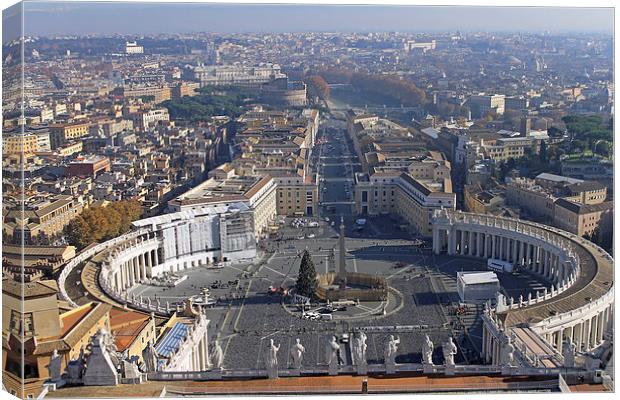 View from Dome of St Peters Basilica Canvas Print by Tony Murtagh