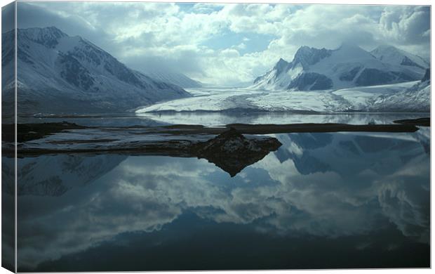 Reflection on Petrov lake, Tien-Shan, Kyrgyzstan Canvas Print by Michal Cerny