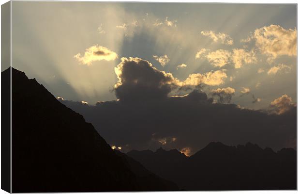 Sunrise over rocky mountain ridge, Tien-Shan Canvas Print by Michal Cerny