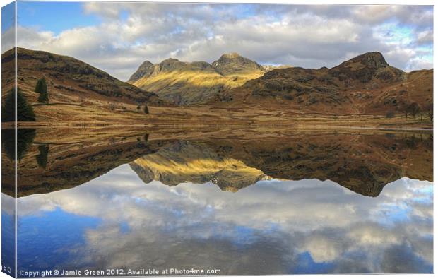 Langdale Pikes Reflections Canvas Print by Jamie Green