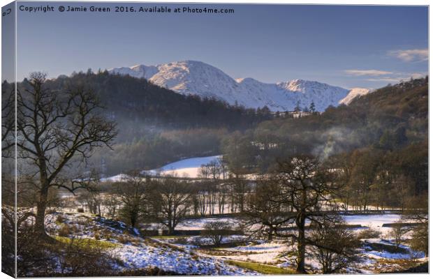 Wetherlam from Elterwater Canvas Print by Jamie Green