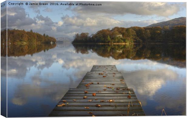 Jetty in Autumn Canvas Print by Jamie Green