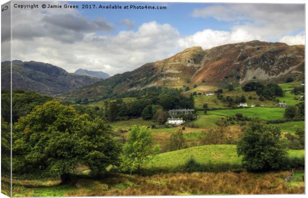 Little Langdale In Summer Canvas Print by Jamie Green