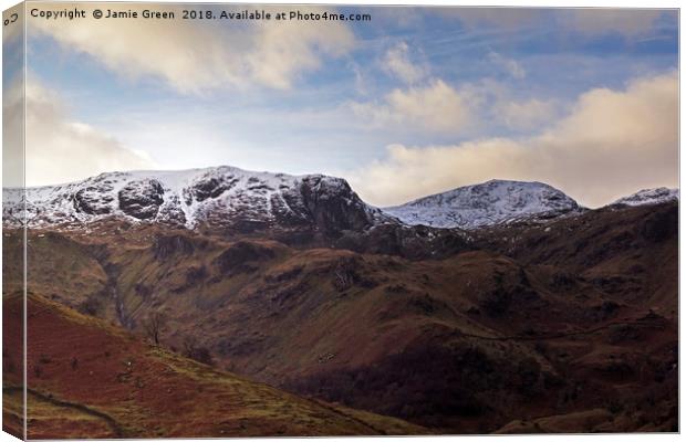 Dove Crag and Hart Crag Canvas Print by Jamie Green