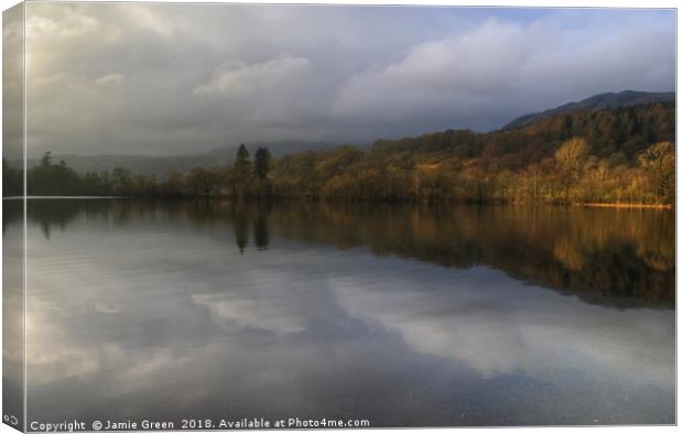 Coniston Water in January Canvas Print by Jamie Green