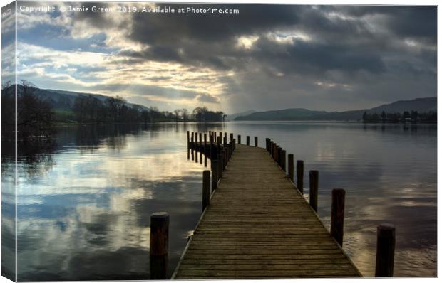 Monk Coniston Jetty Canvas Print by Jamie Green